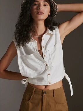NWOT Pilcro Anthropologie side tie cropped Dickie vest
